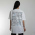 weißes oversized "Plato told" Raver T-Shirt von hinten, getragen von einer Frau